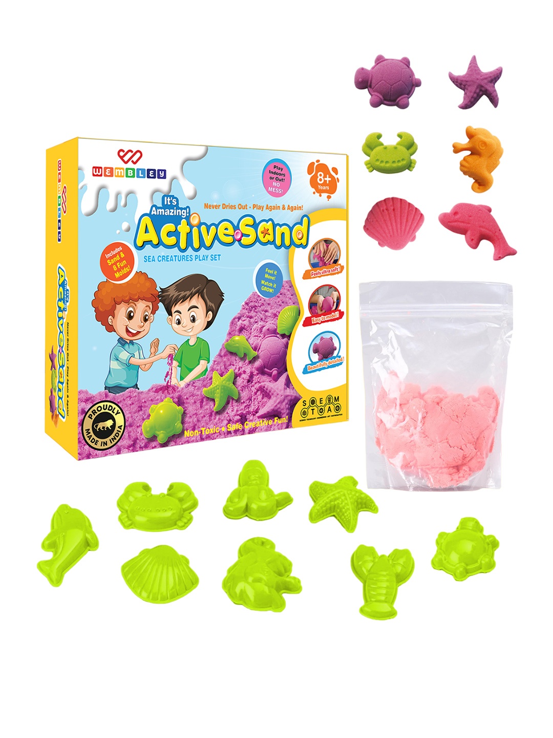 

WEMBLEY Kids 8 Different Shapes Active Sand Art & Craft, Pink