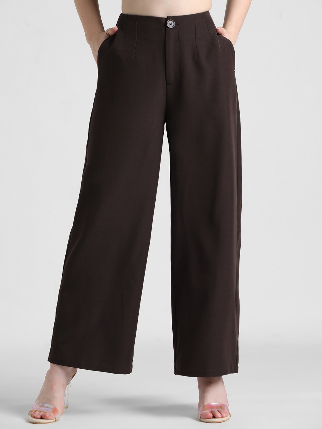 

ONLY Women ONLDANER Loose Fit High-Rise Parallel Trousers, Brown