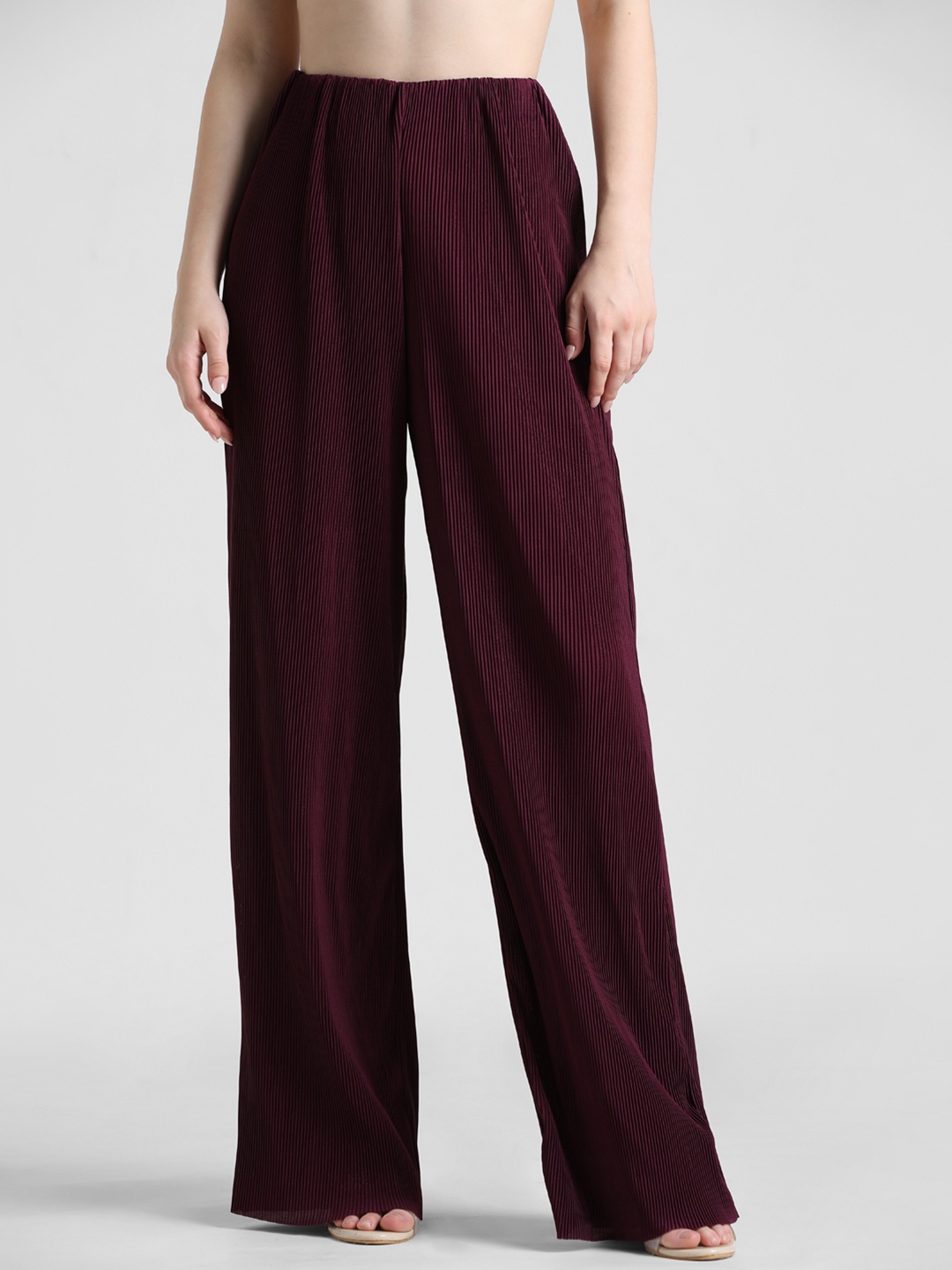 

ONLY Women ONLDHOBBES Loose Fit High-Rise Pure Cotton Parallel Trousers, Purple