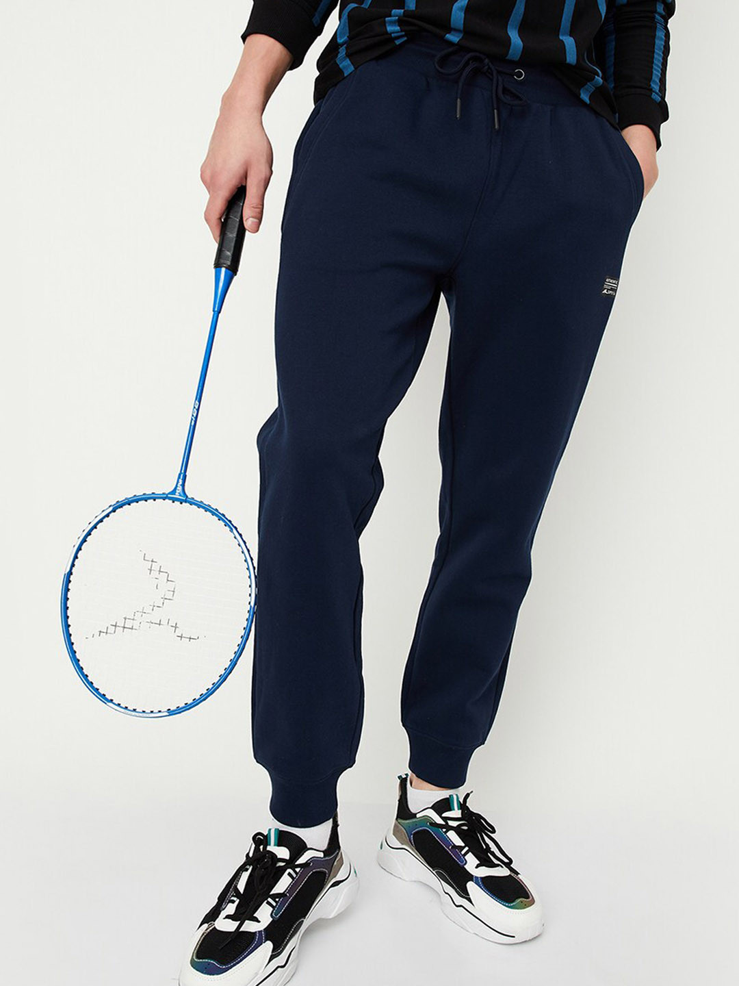 

Max Men Cotton Mid-Rise Regular Fit Track Pants, Blue