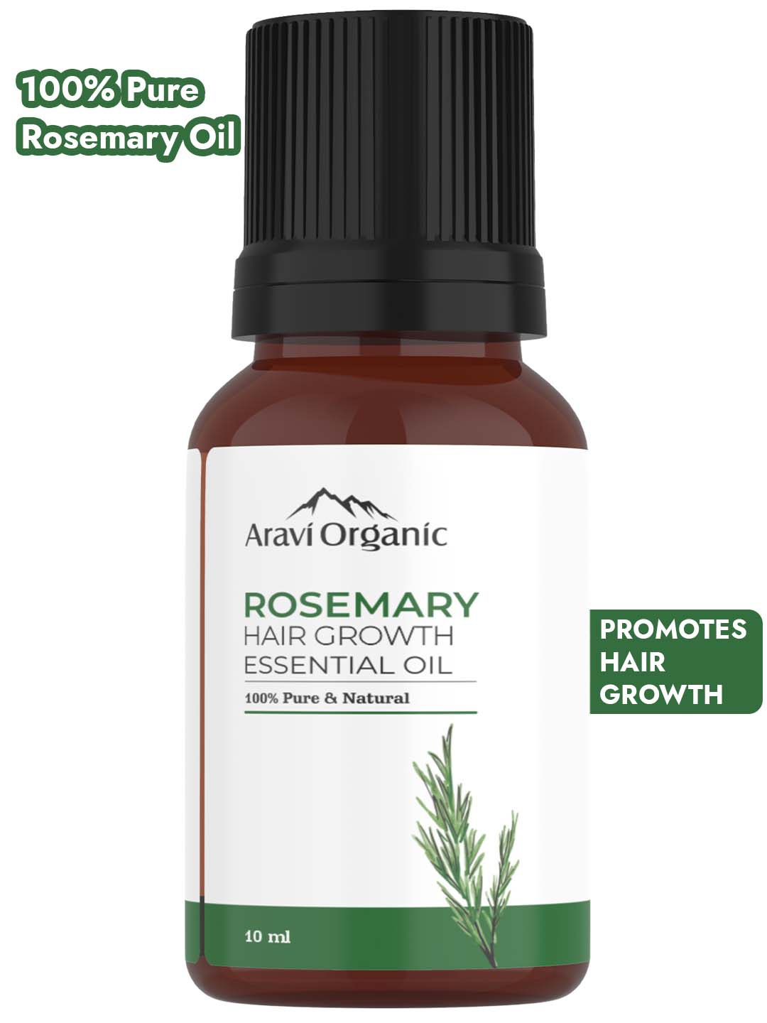 

Aravi Organic 100% Pure & Natural Rosemary Essential Oil for HairGrowth & Nourishment-10ml, White