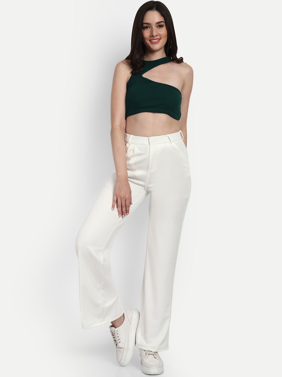

Next One Women Smart Flared High-Rise Easy Wash Bootcut Trousers, White