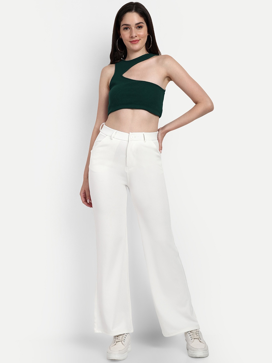 

Next One Women Smart Loose Fit High-Rise Easy Wash Parallel Trousers, White