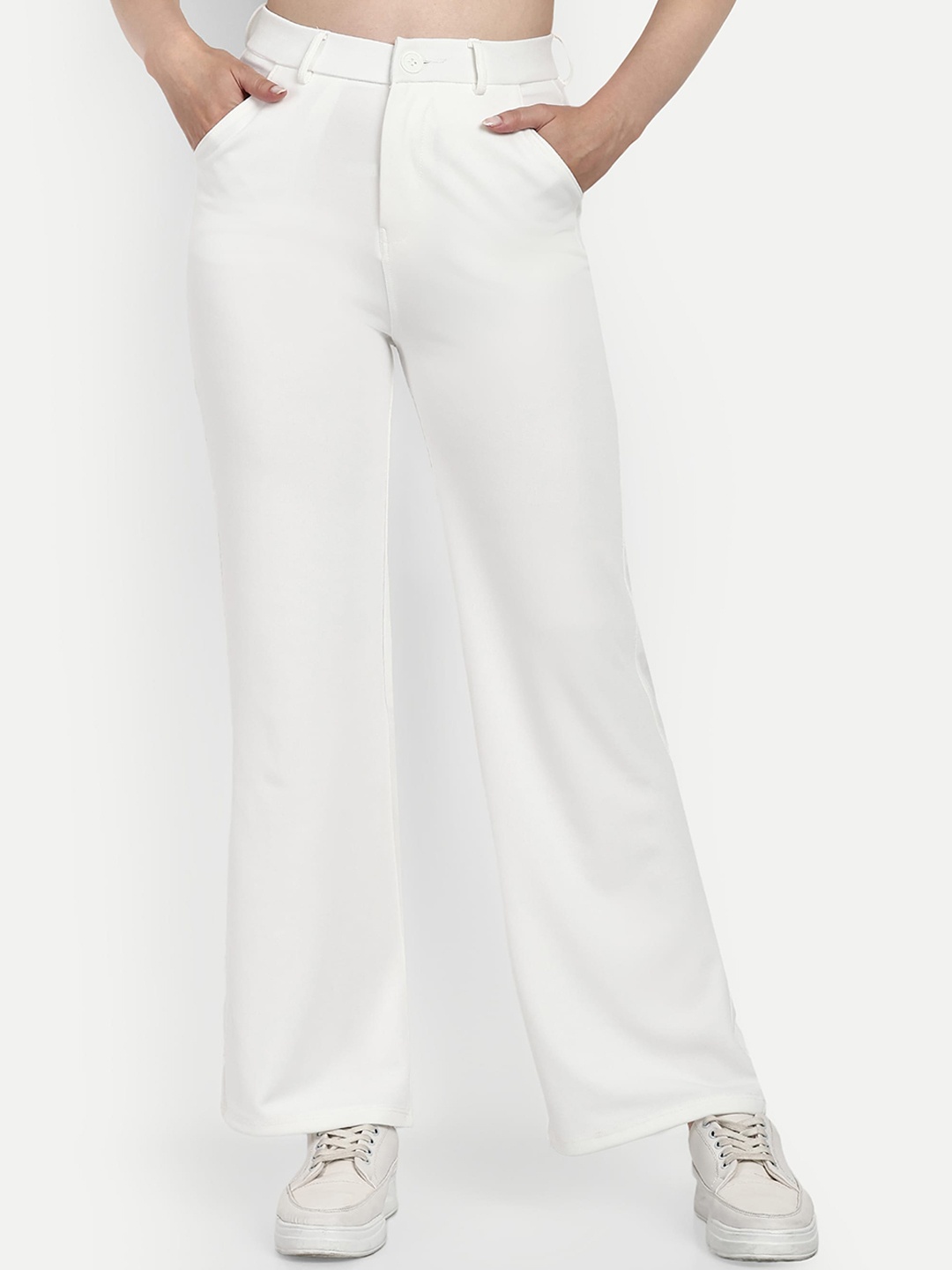 

Next One Women Smart Loose Fit High-Rise Easy Wash Trousers, White