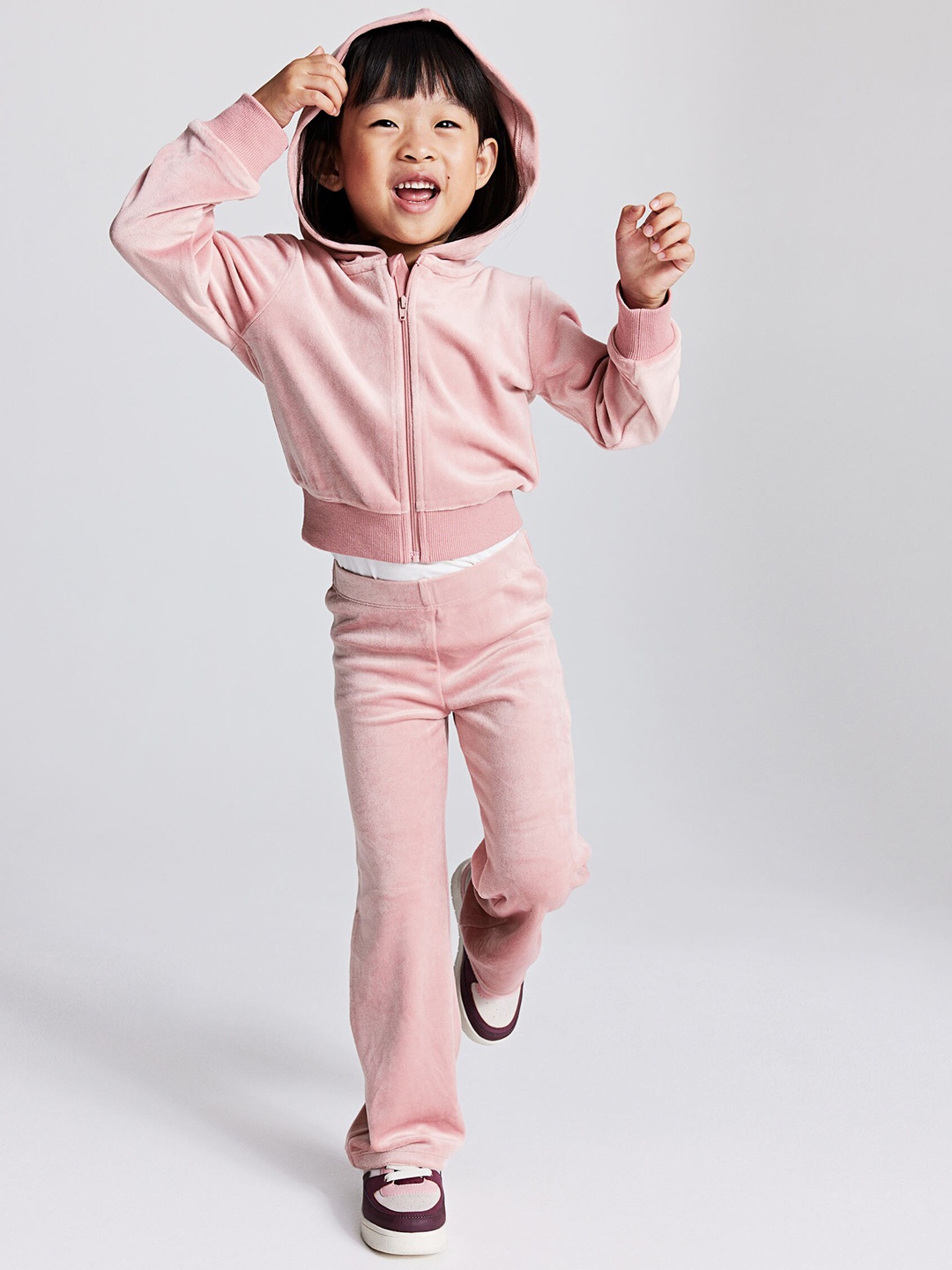 

H&M Girls Flared Velour Leggings, Pink