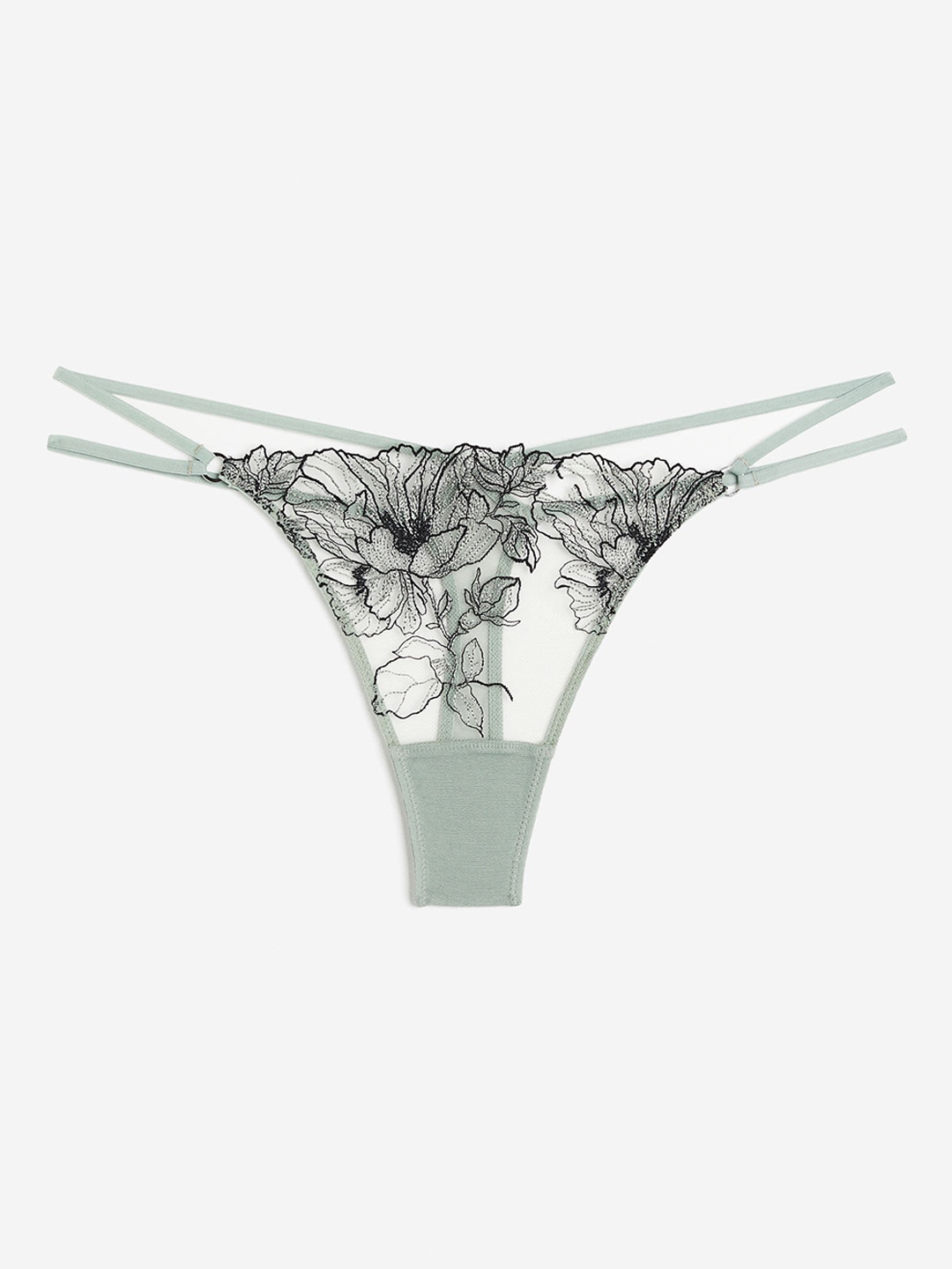 

H&M Women Lace Thong Briefs, Green