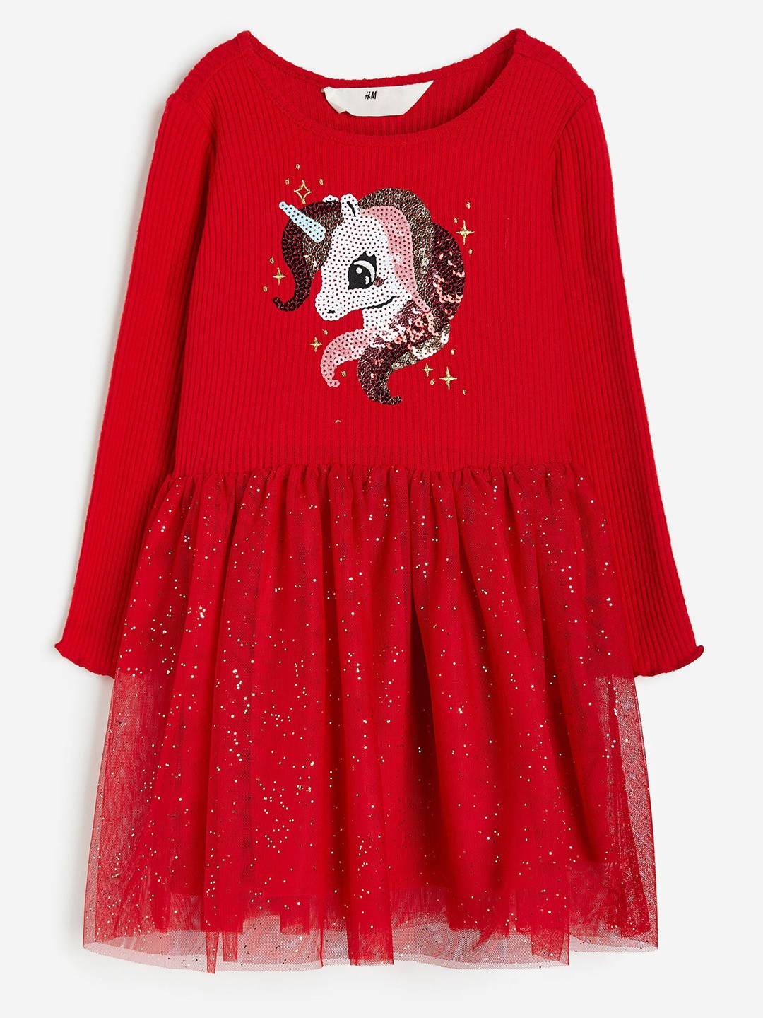 

H&M Girls Sequin Motif Tulle Skirt Dress, Red