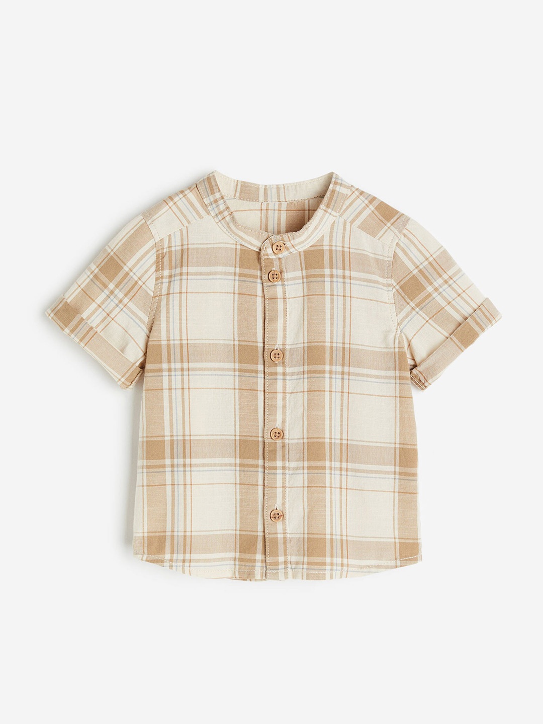 

H&M Boys Cotton Grandad Shirt, Beige