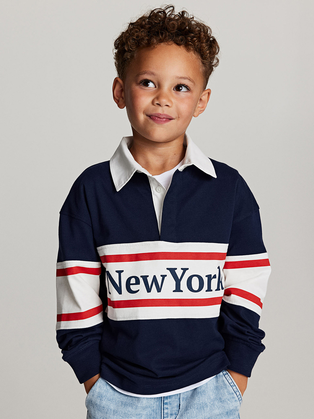 

H&M Boys Cotton Rugby Shirt, Blue