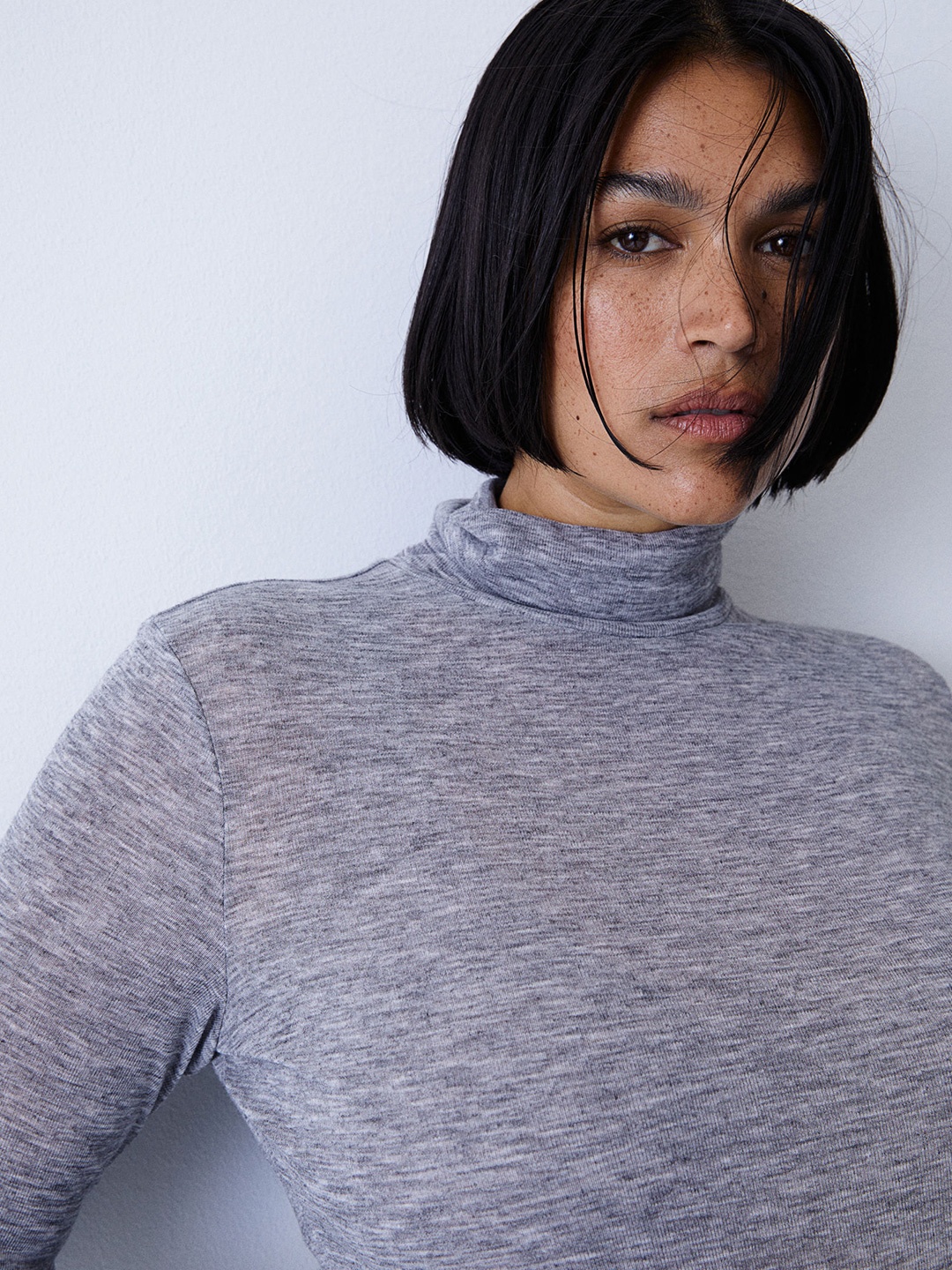 

H&M Polo-Neck Top, Grey