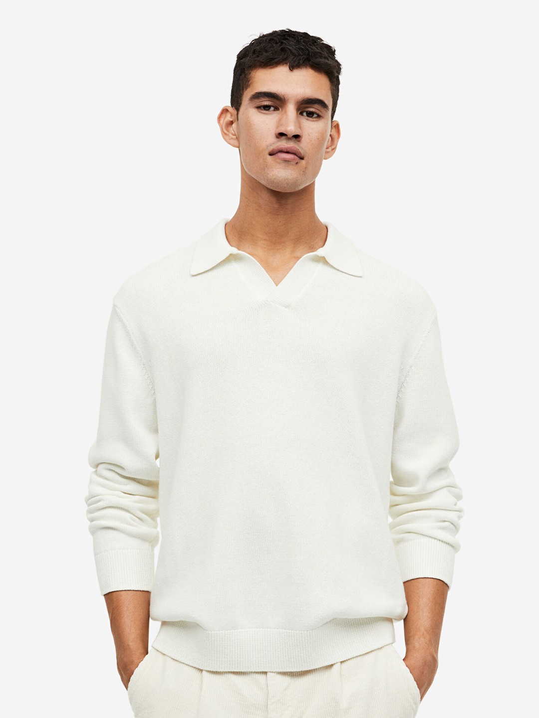 

H&M Regular Fit Cotton Polo Shirt, White