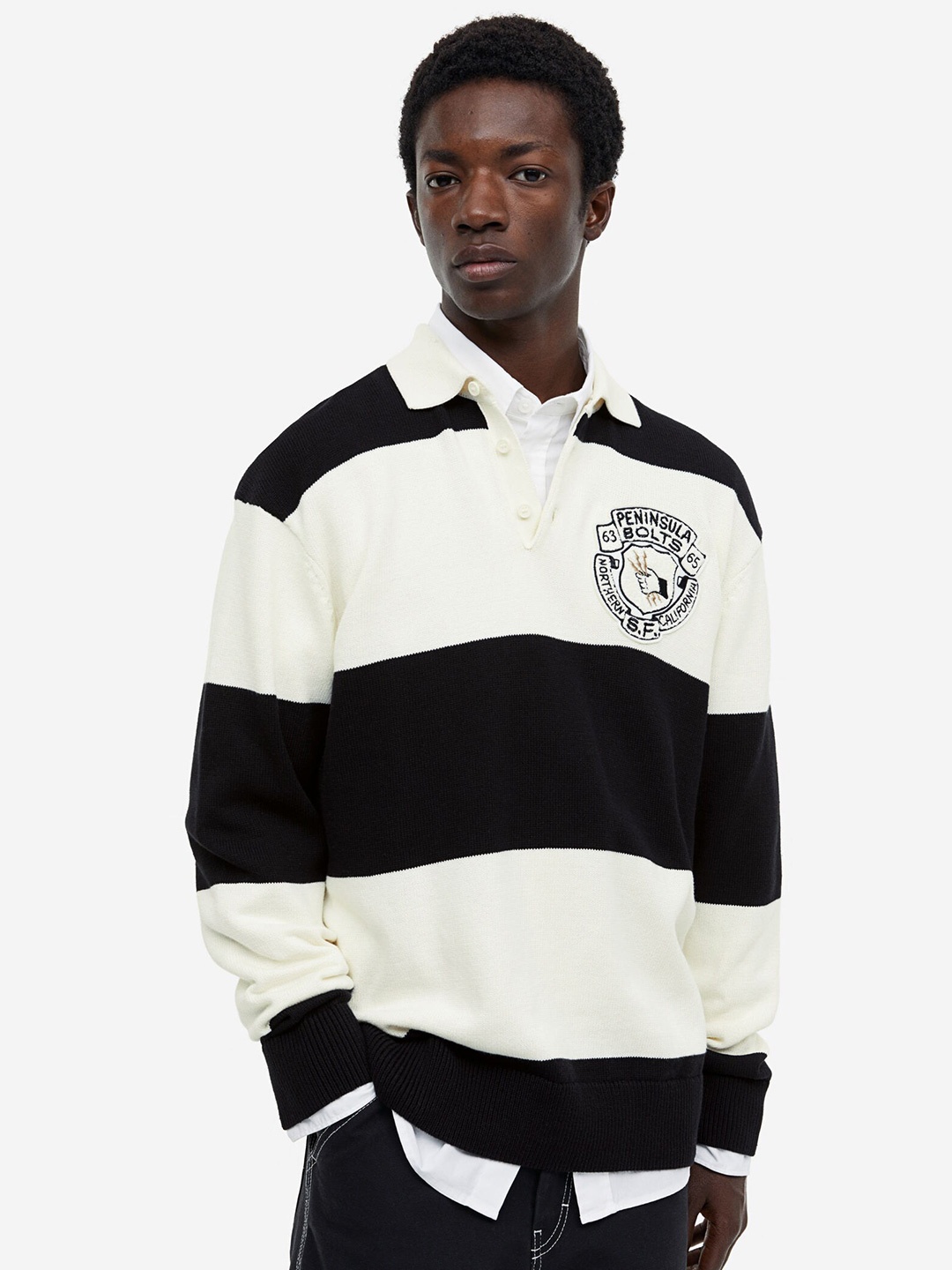 

H&M Relaxed Fit Rugby Shirt, Black