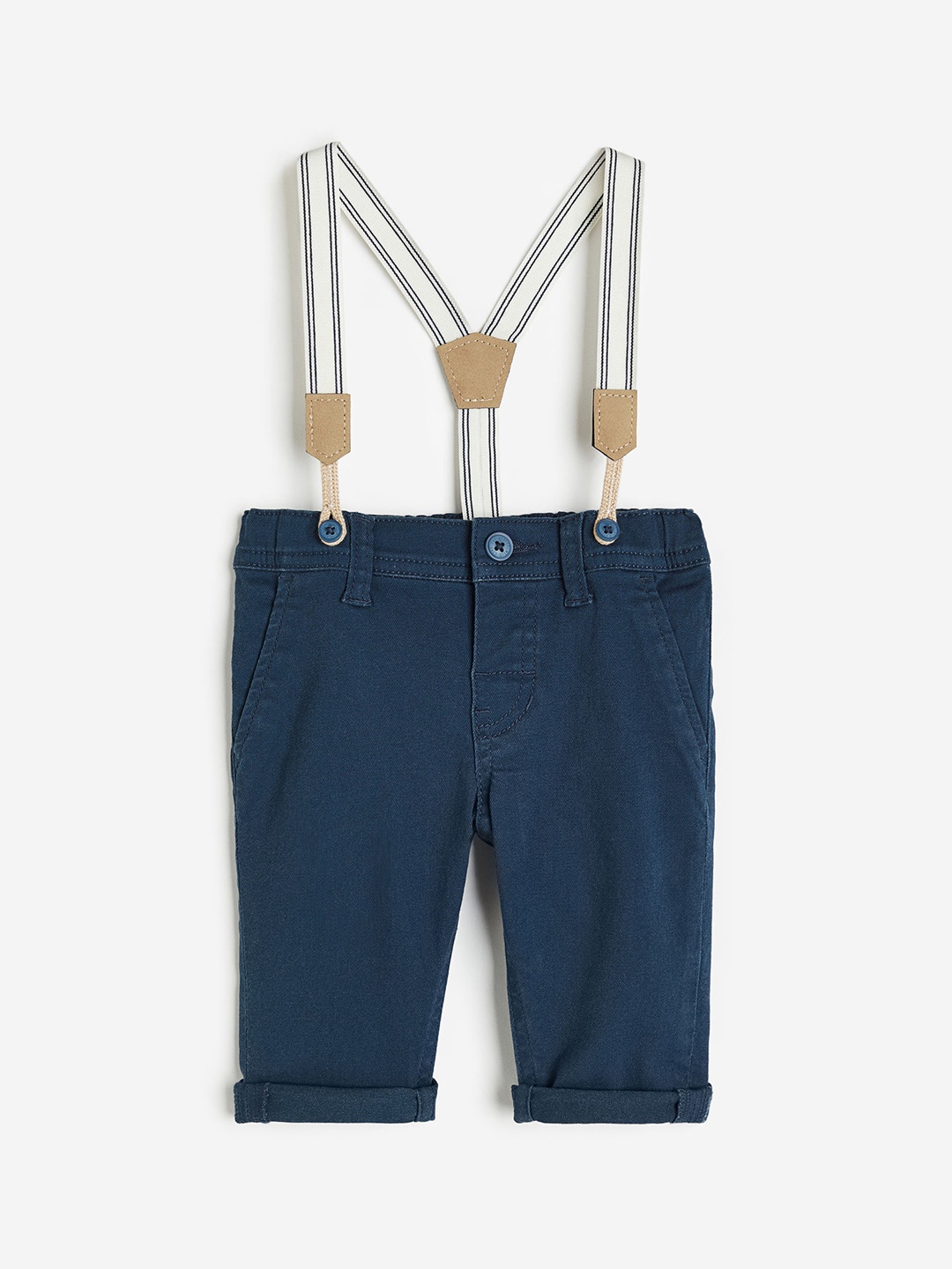 

H&M Boys Twill Trouser With Braces, Navy blue