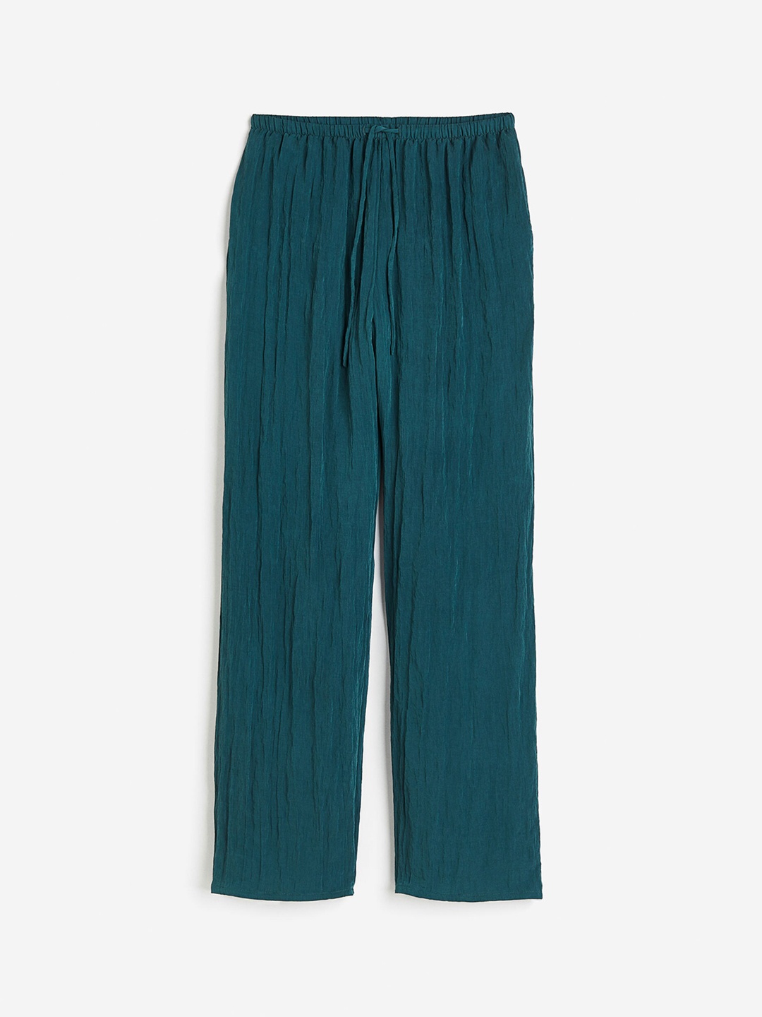 

H&M Women Crinkled Loungewear Trousers, Green