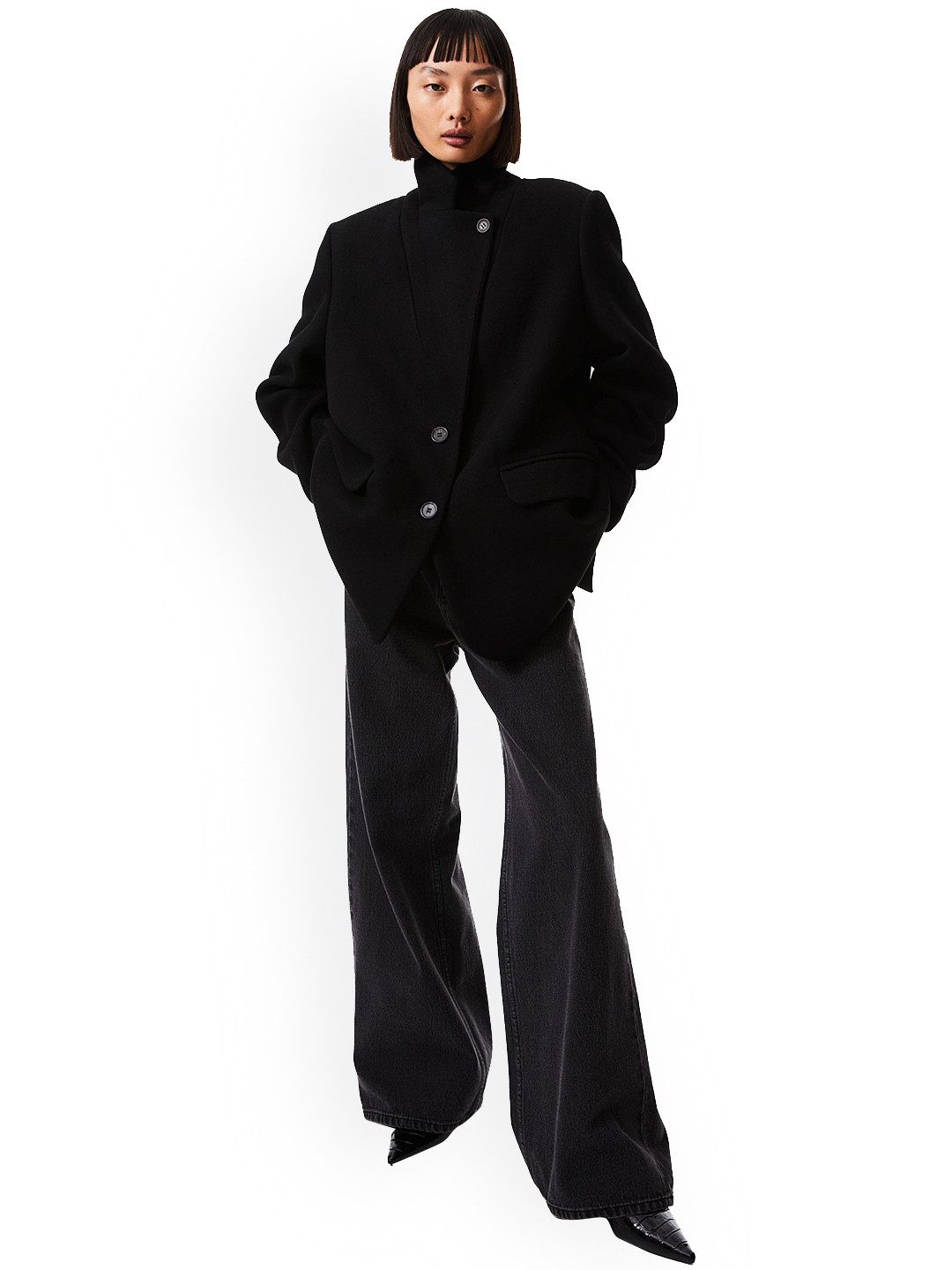 

H&M Single Breasted Jacket, Black