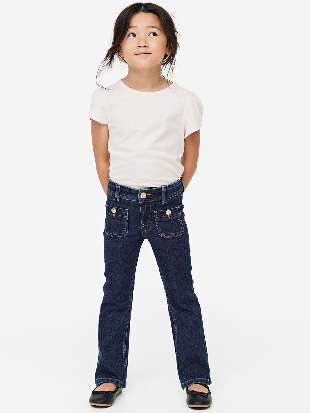 

H&M Girls Superstretch Flared Leg Jeans, Blue