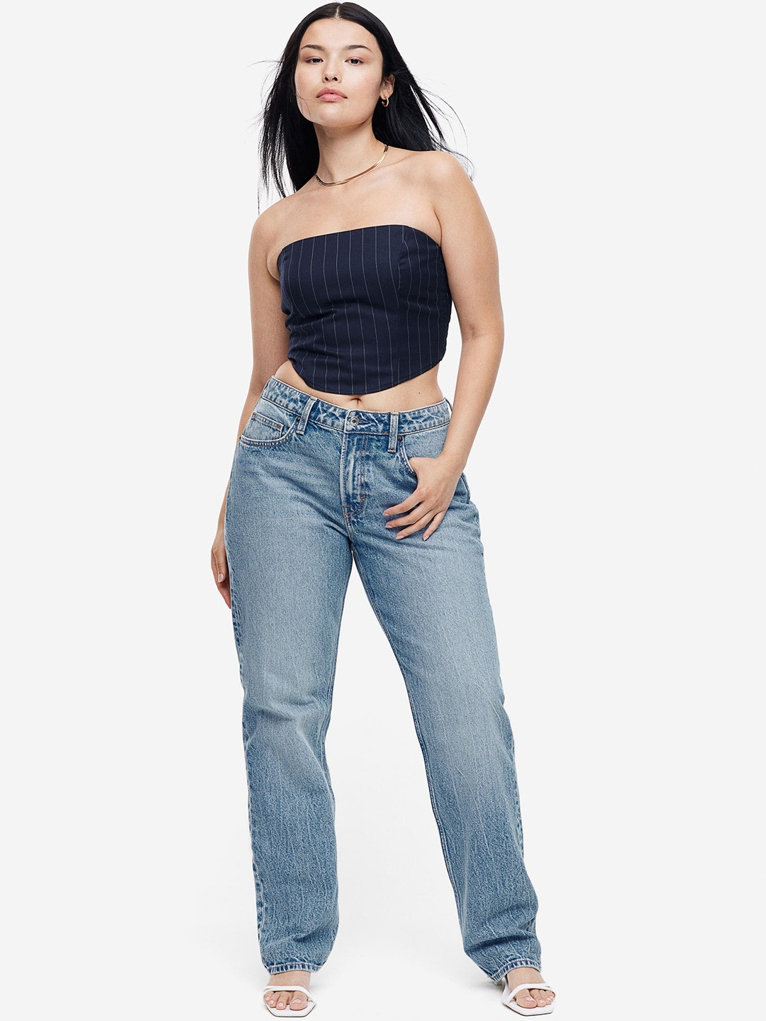 

H&M Women Curvy Fit Straight Regular Jeans, Blue