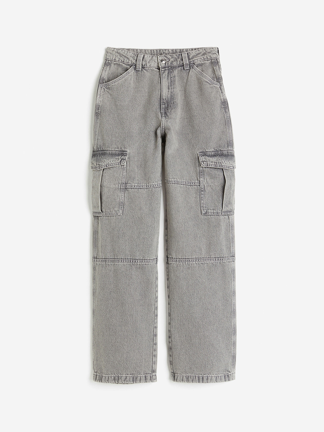 

H&M Women Denim Cargo Trousers, Grey