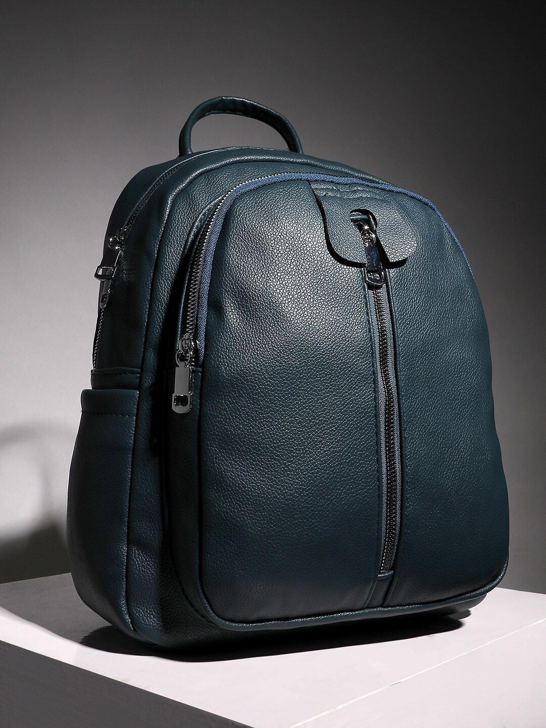 

French Accent Men Textured Non-Padded Backpack, Blue