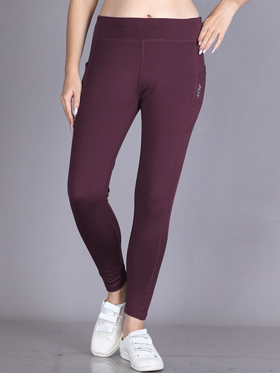 

LYRA Women Slim-Fit Rapid-Dry Ankle-Length Sports Track Pants, Maroon