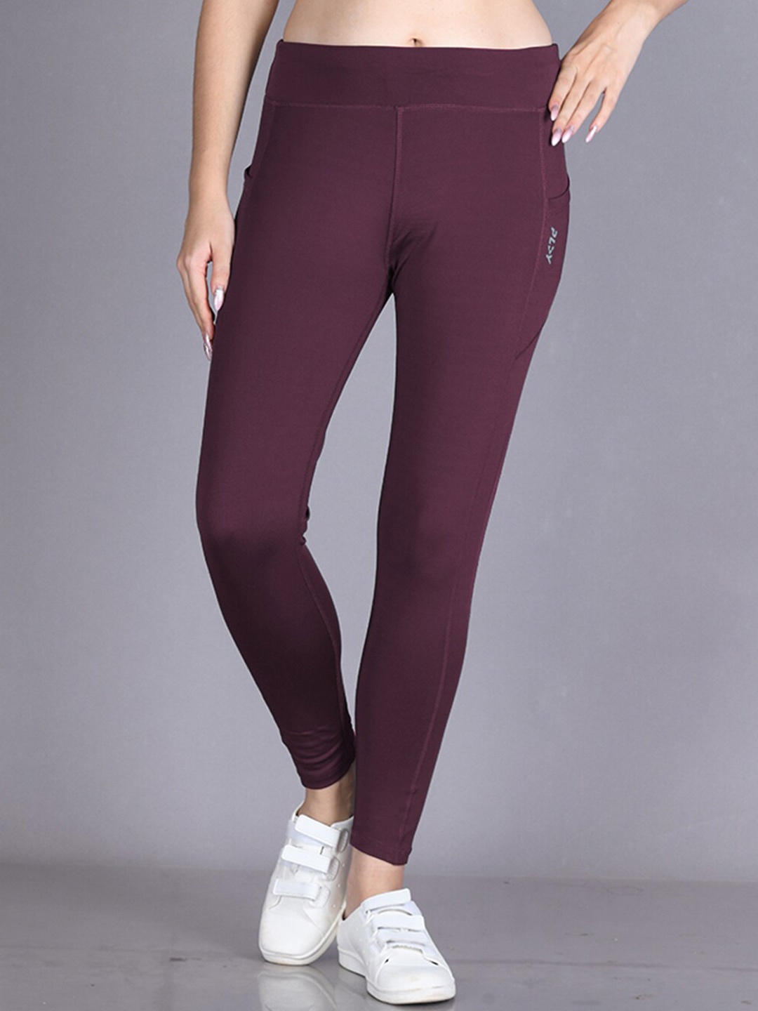 

LYRA Women Ankle-Length Rapid-Dry Gym Tights, Maroon