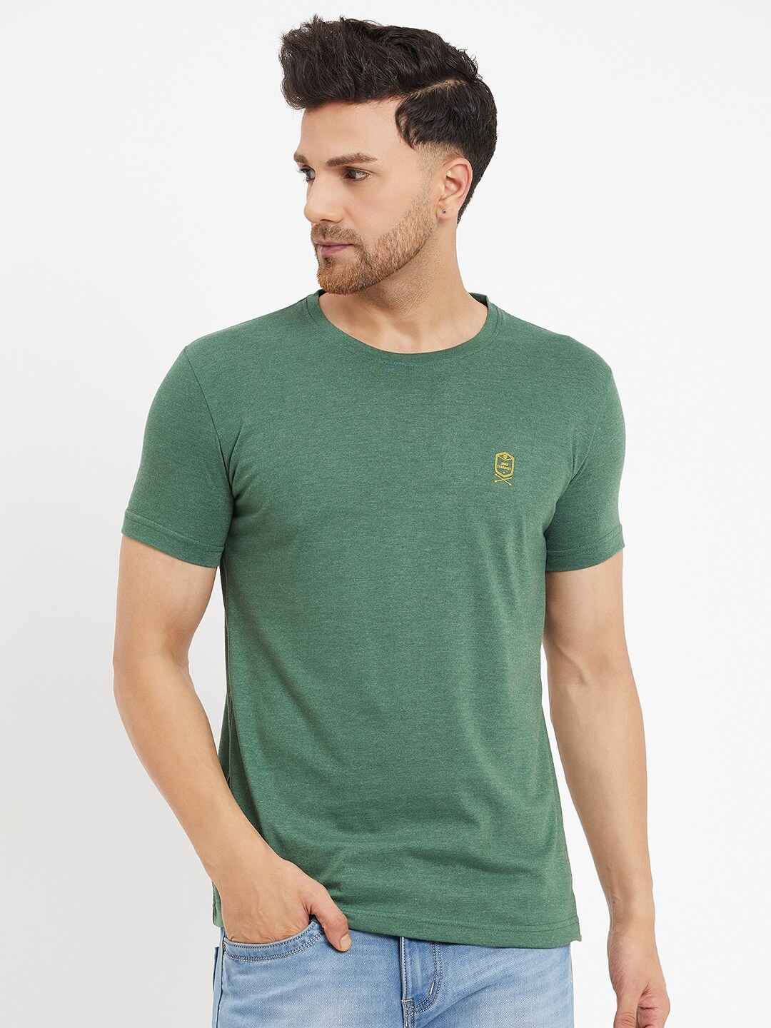 

Duke Round Neck Slim Fit Cotton T-shirt, Green