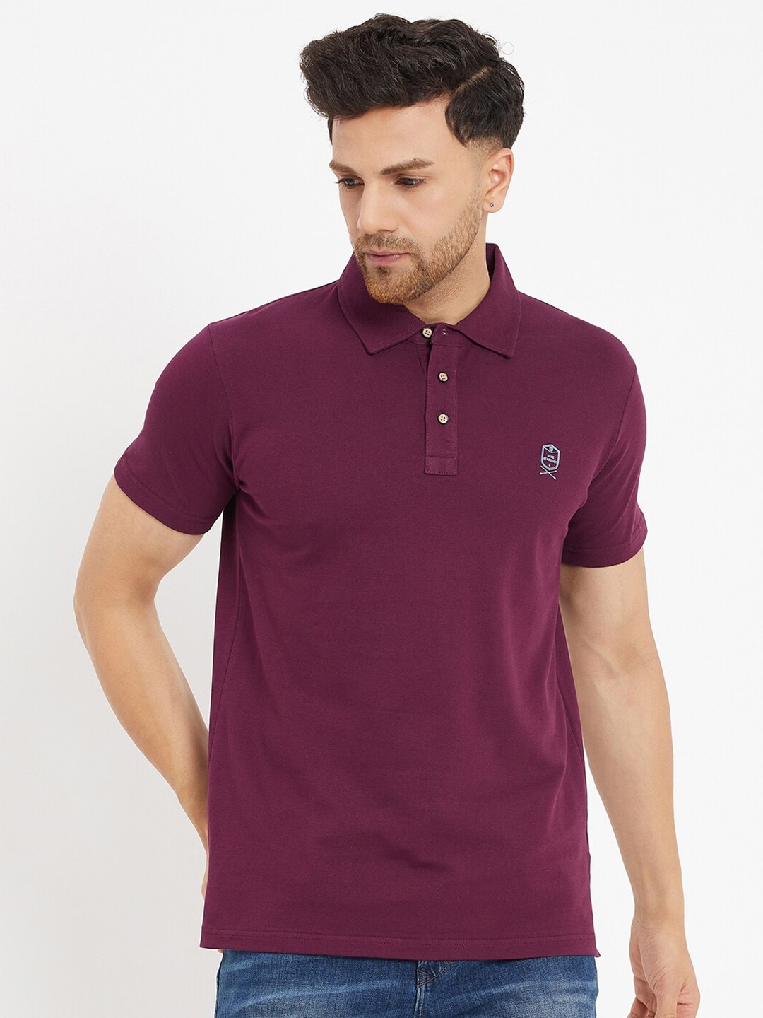 

Duke Polo Collar Slim Fit Cotton T-shirt, Purple
