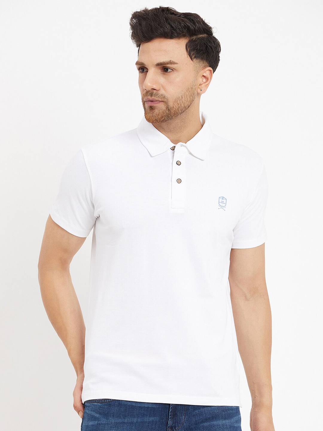 

Duke Polo Collar Slim Fit Cotton T-shirt, White