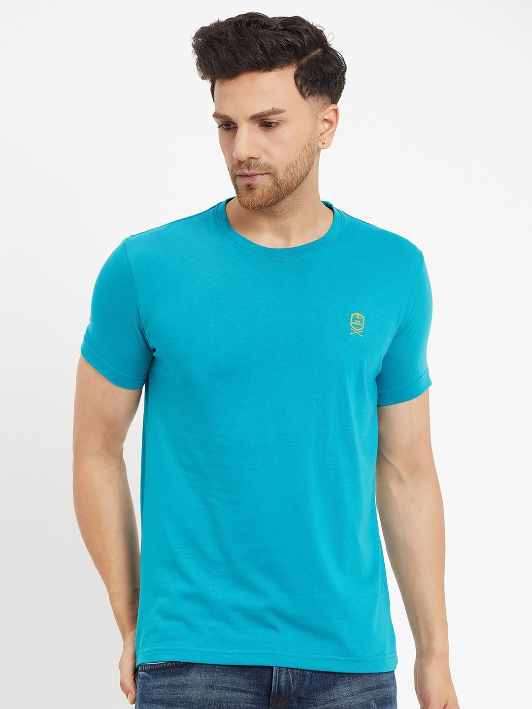 

Duke Round Neck Slim Fit Cotton T-shirt, Blue