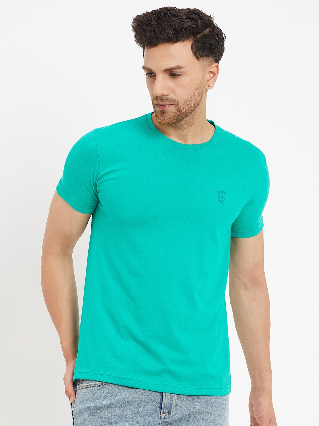 

Duke Round Neck Slim Fit Cotton T-shirt, Green