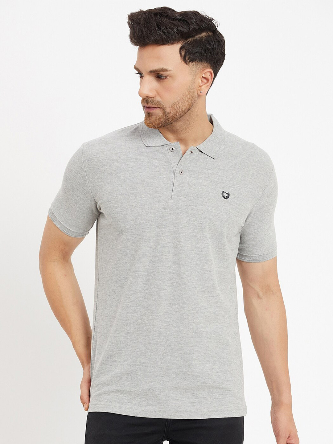 

Duke Polo Collar Slim Fit Cotton T-shirt, Grey