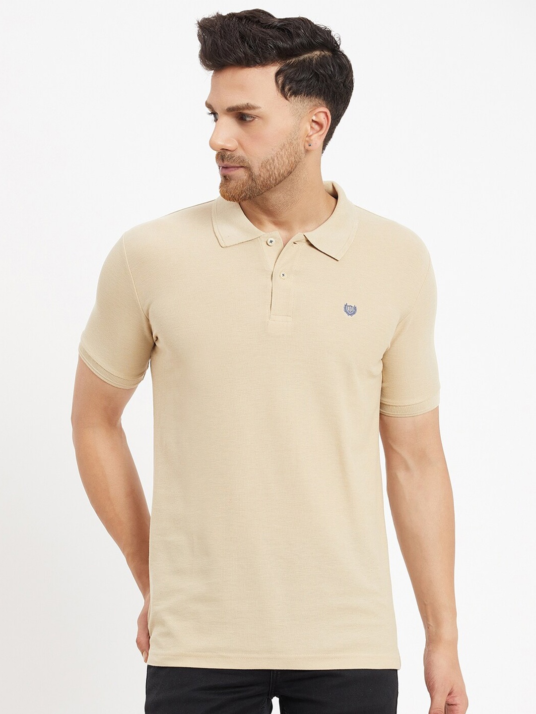 

Duke Polo Collar Slim Fit Cotton T-shirt, Beige