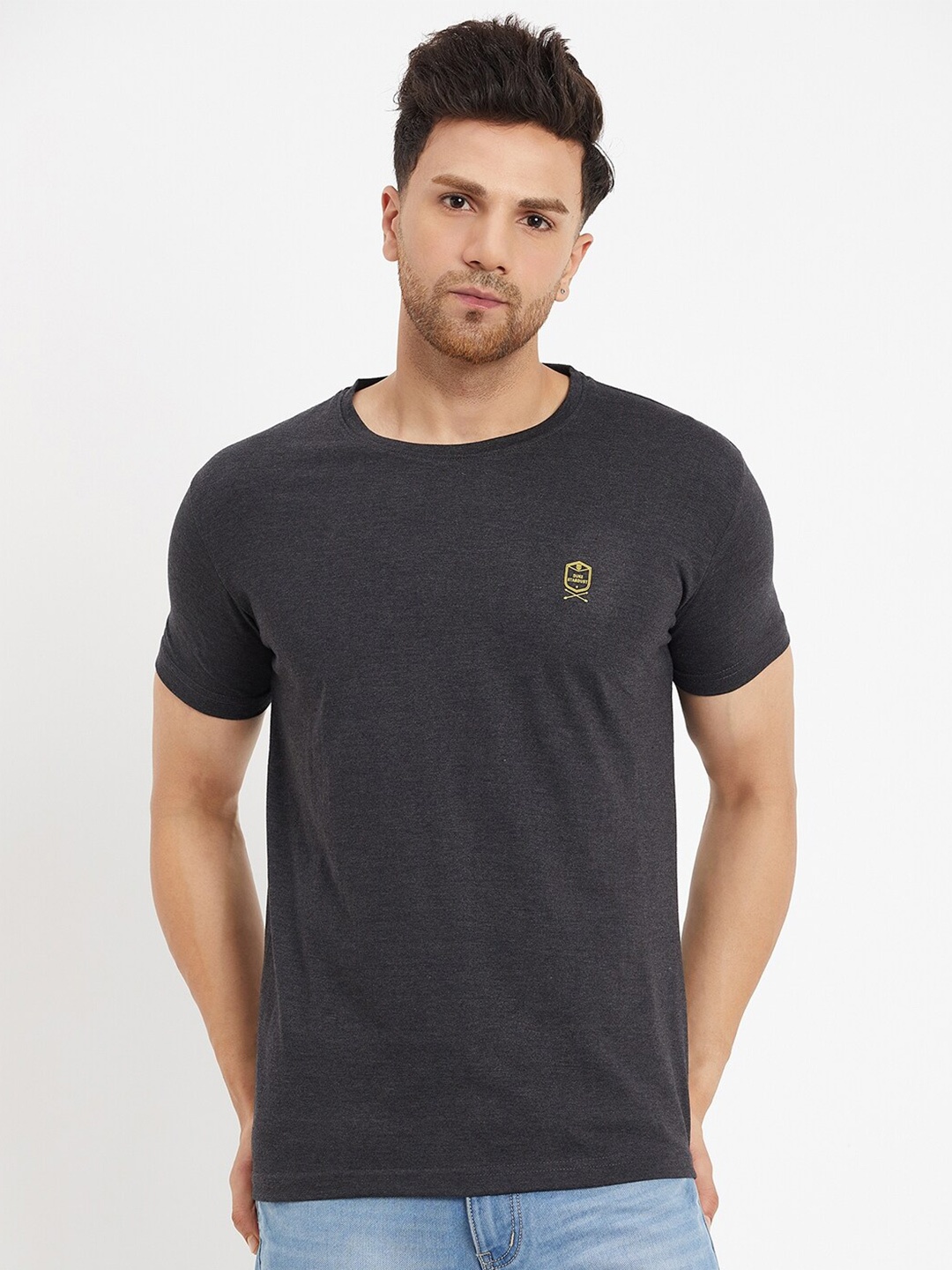 

Duke Round Neck Slim Fit Cotton T-shirt, Grey