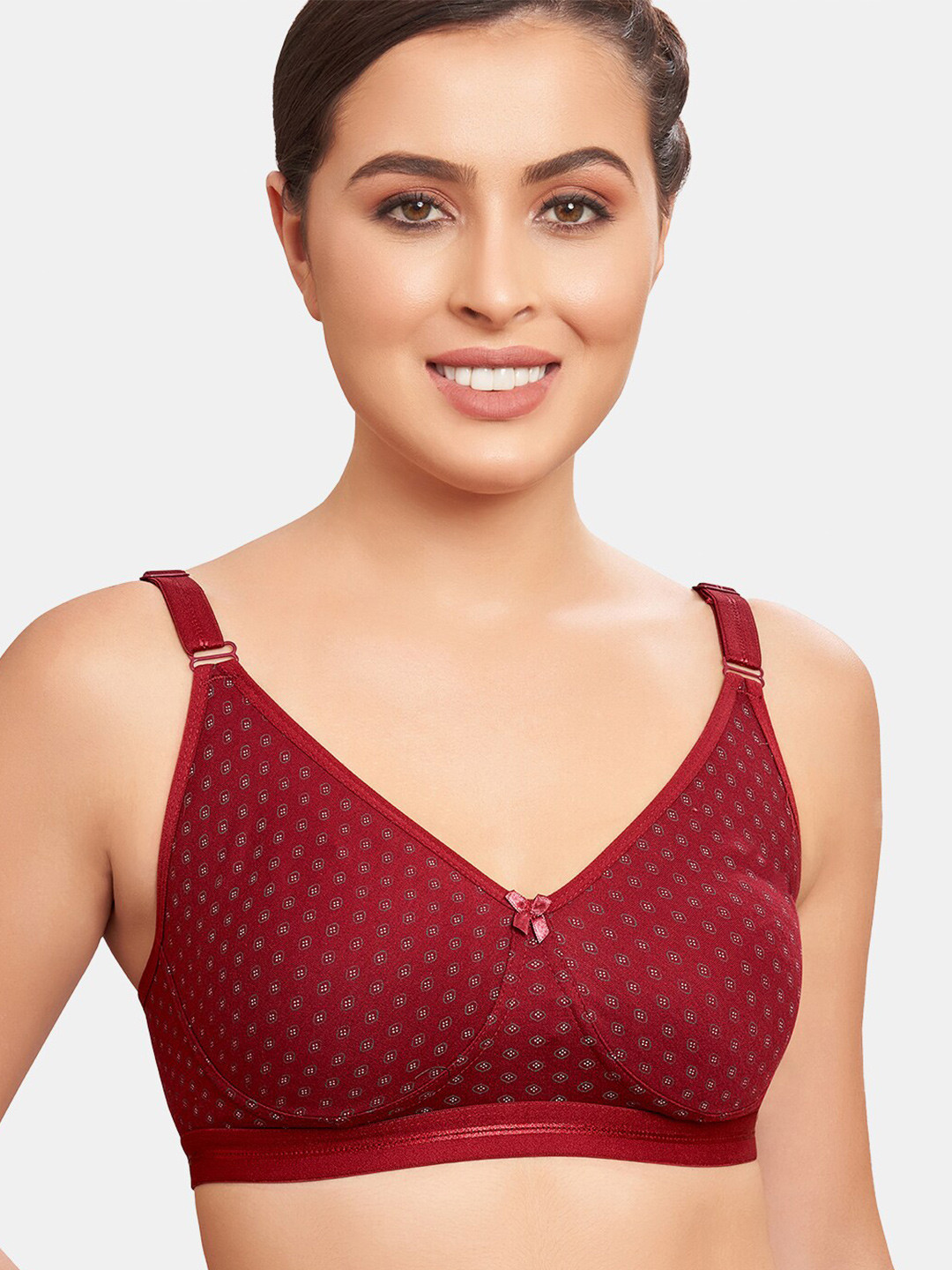 

SKDREAMS Polka Dot Seamless Full Coverage Everyday Bra, Maroon