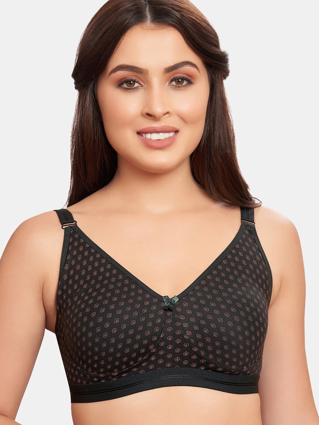 

SKDREAMS Printed Full Coverage Non Padded All Day Comfort Pure Cotton Bra, Black