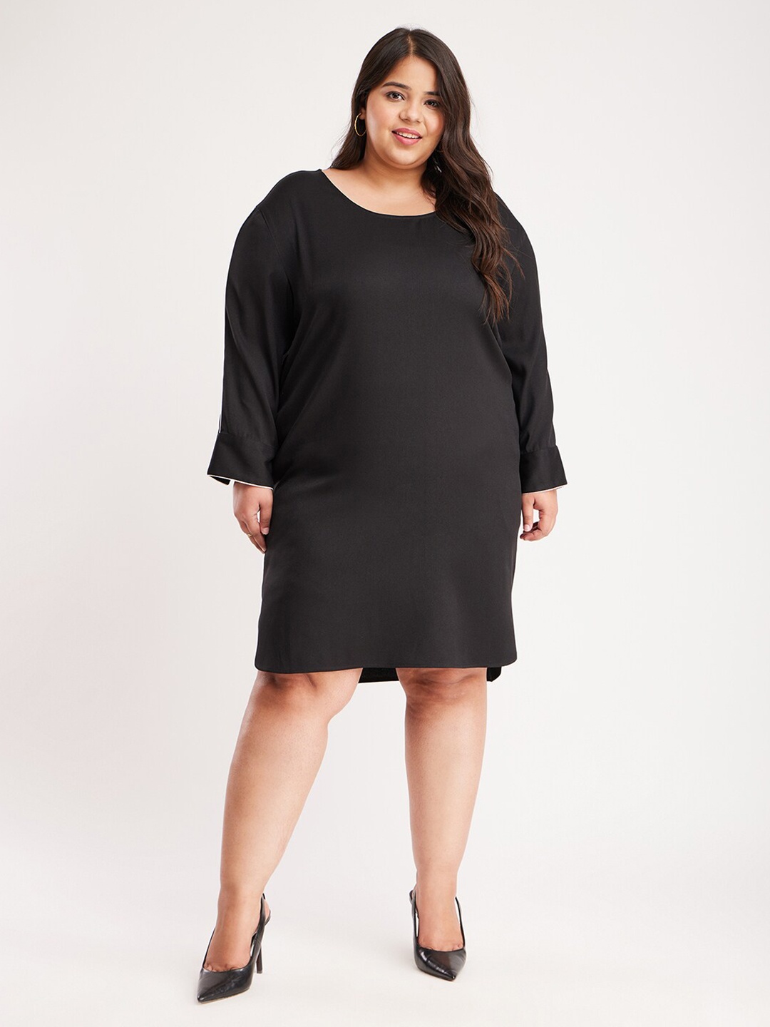 

FableStreet X Plus Size Long Sleeves Sheath Dress, Black