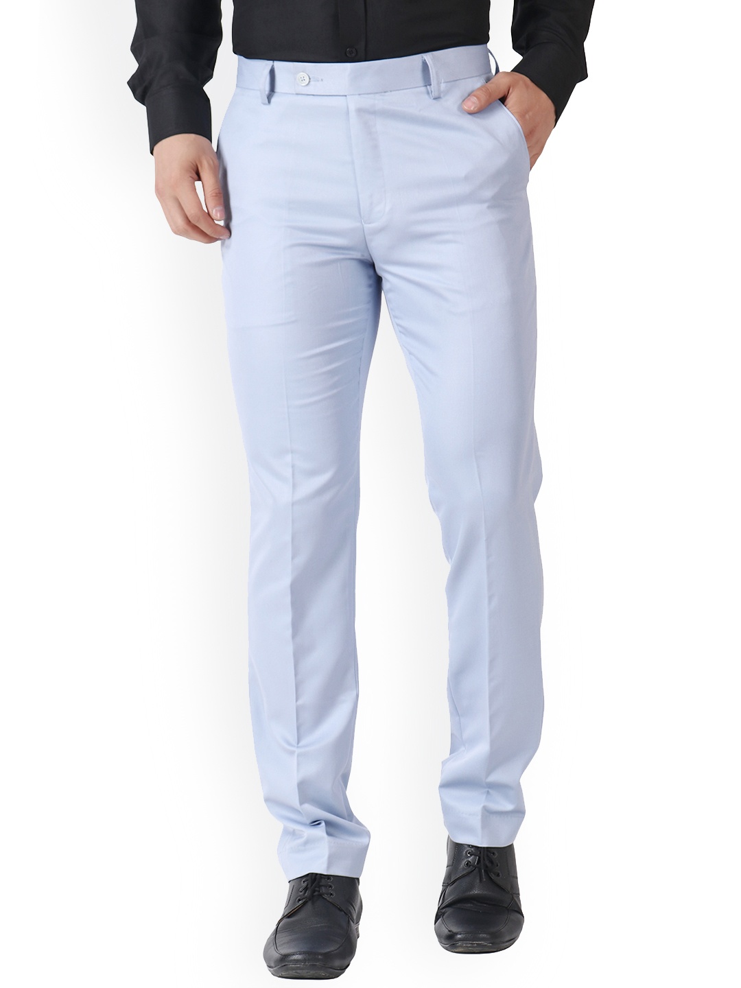 

MALENO Men Smart Slim Fit Trousers, Blue