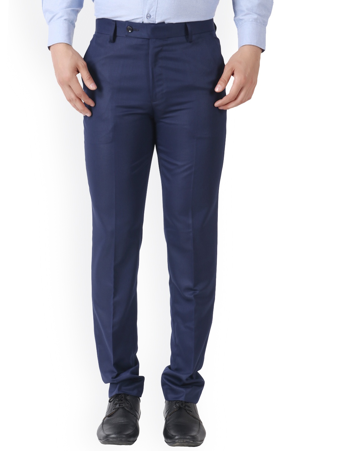 

MALENO Men Smart Slim Fit Trousers, Navy blue