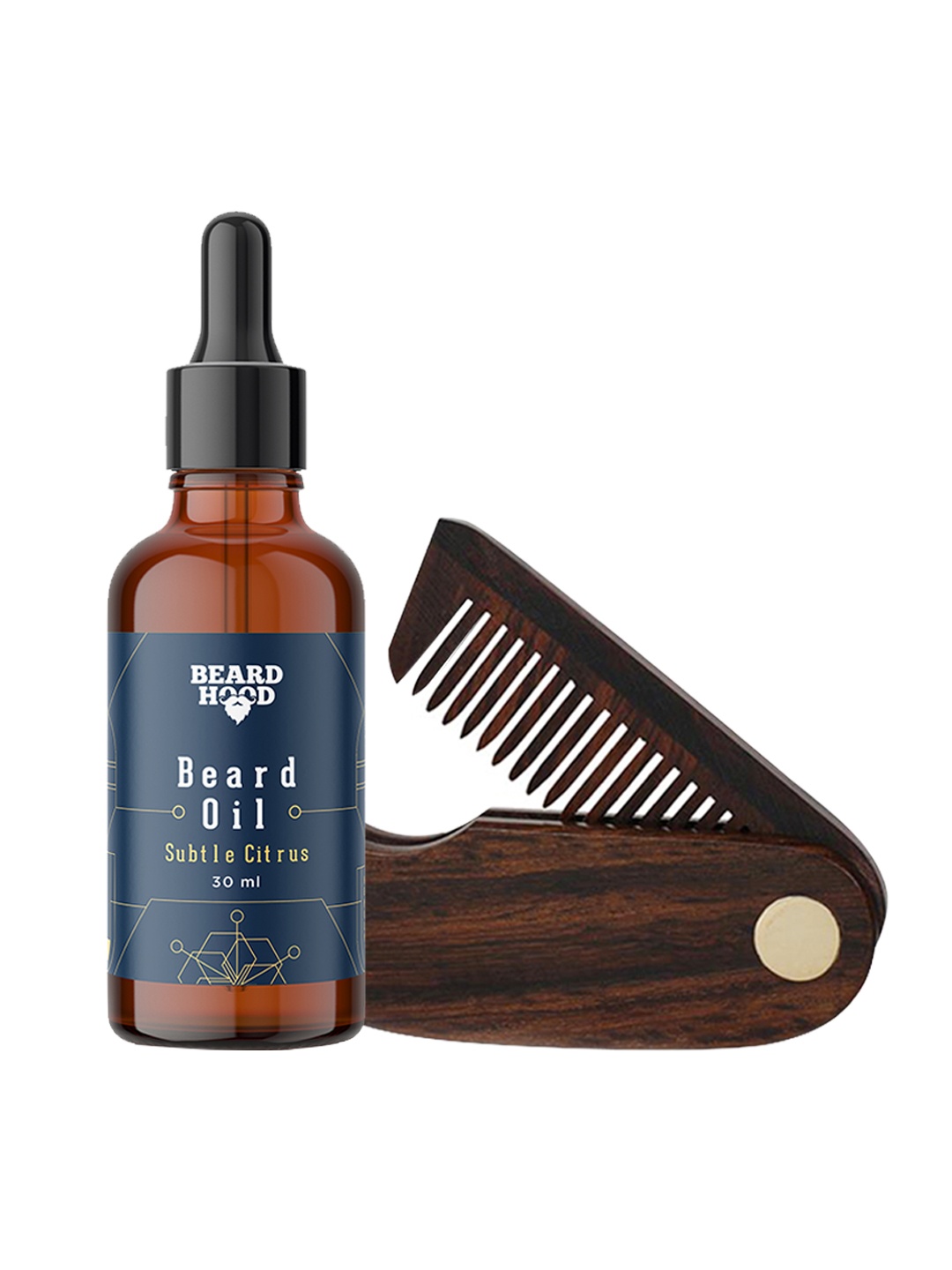 

Beardhood Pack of 2 Subtle Citrus Beard Oil and Comb, Brown