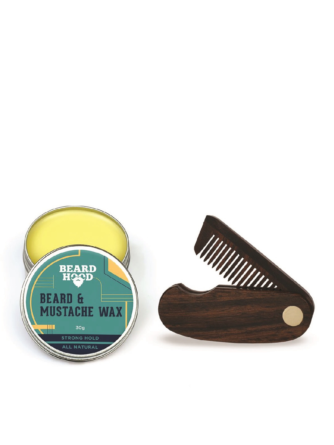 

Beardhood Pack of 2 Moustache Wax-Strong Hold and Comb, Yellow