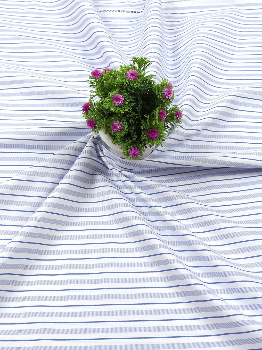 

Ramraj Men Striped Cotton Shirt & Trouser Clothing Fabric, White