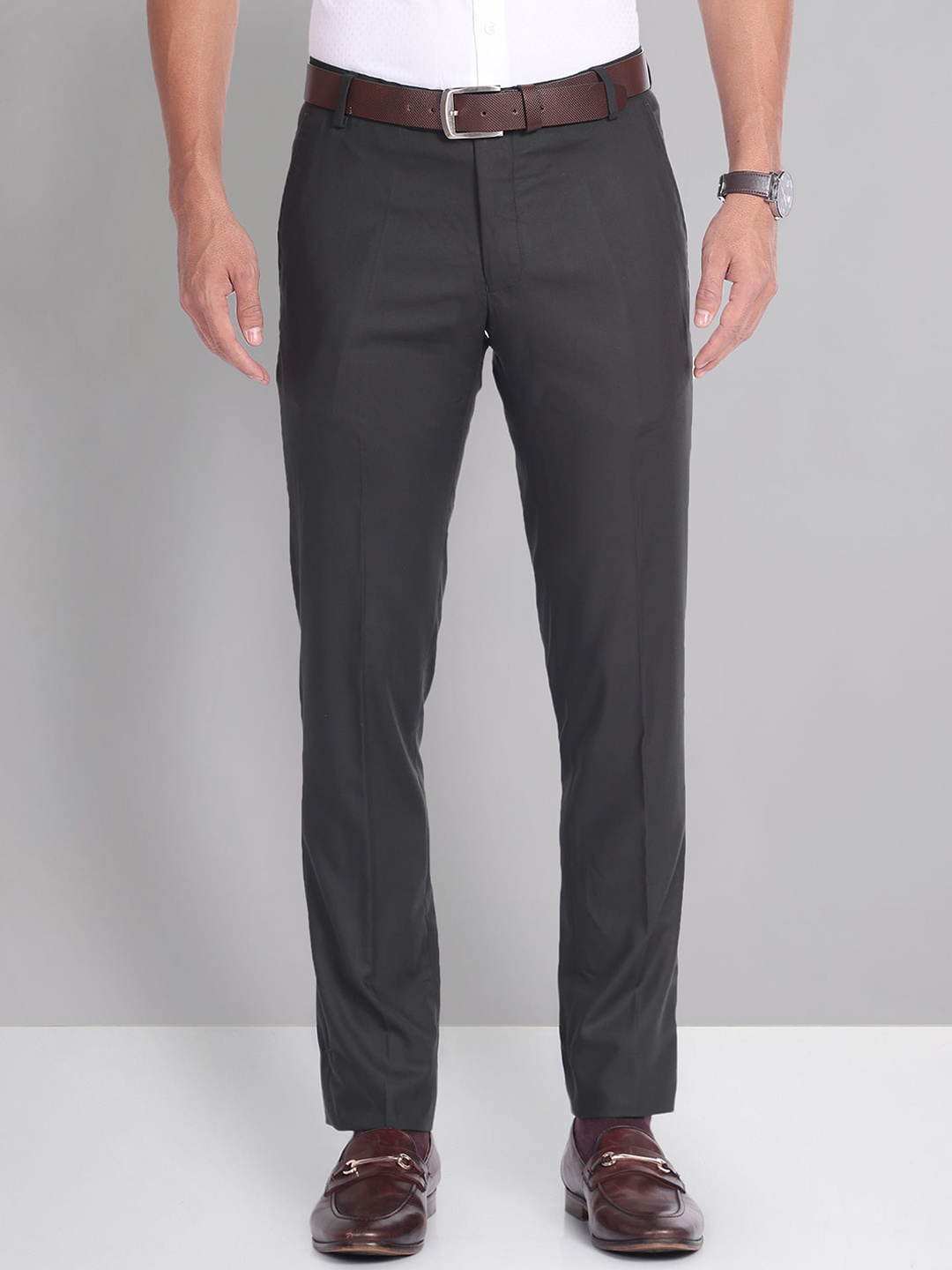 

AD By Arvind Regular Fit Solid Formal Trousers, Green