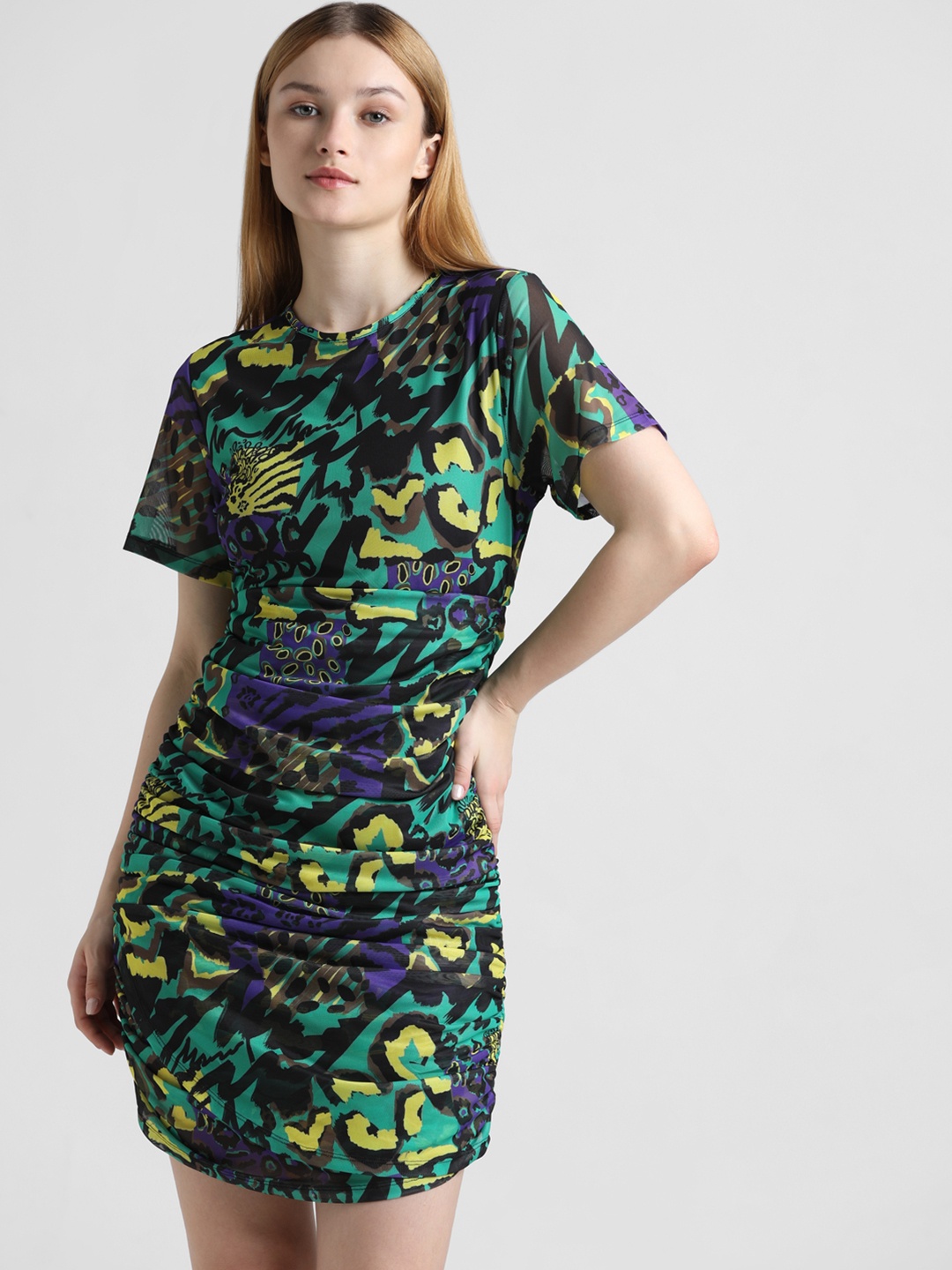 ONLY Floral Print Sheath Mini Dress, Black