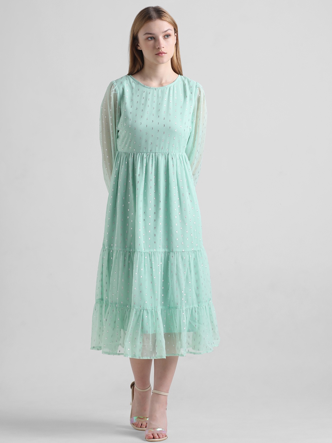 

ONLY Embellished Fit & Flare Midi Dress, Green
