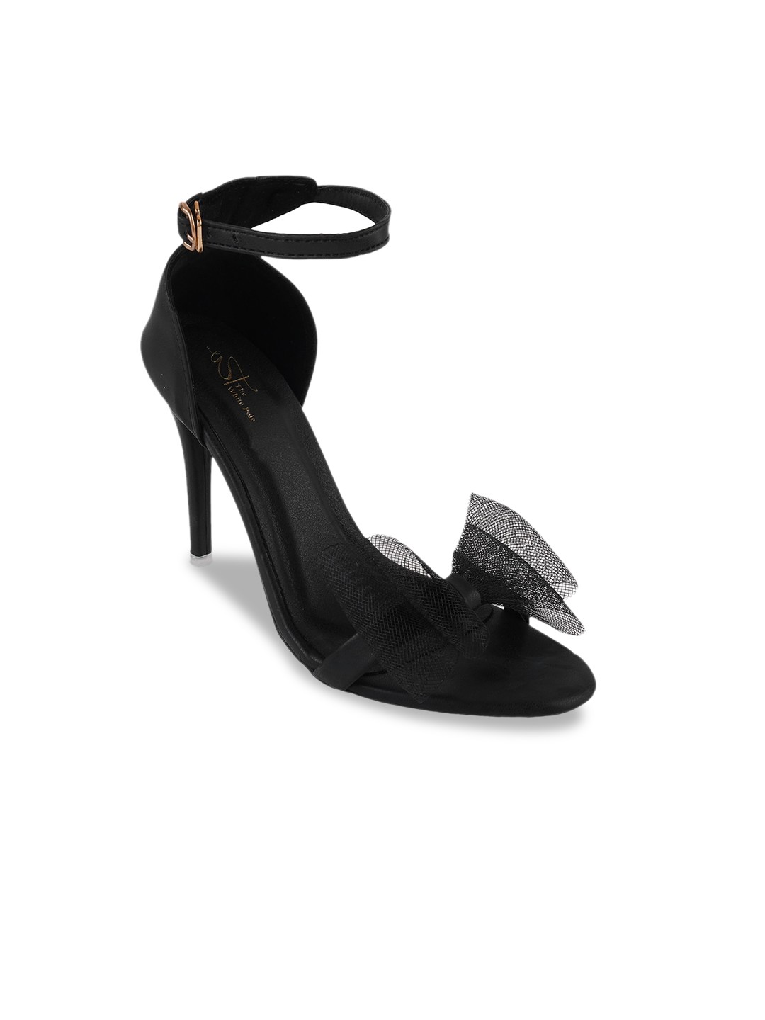 

THE WHITE POLE Bow Embellished Stiletto Heels, Black