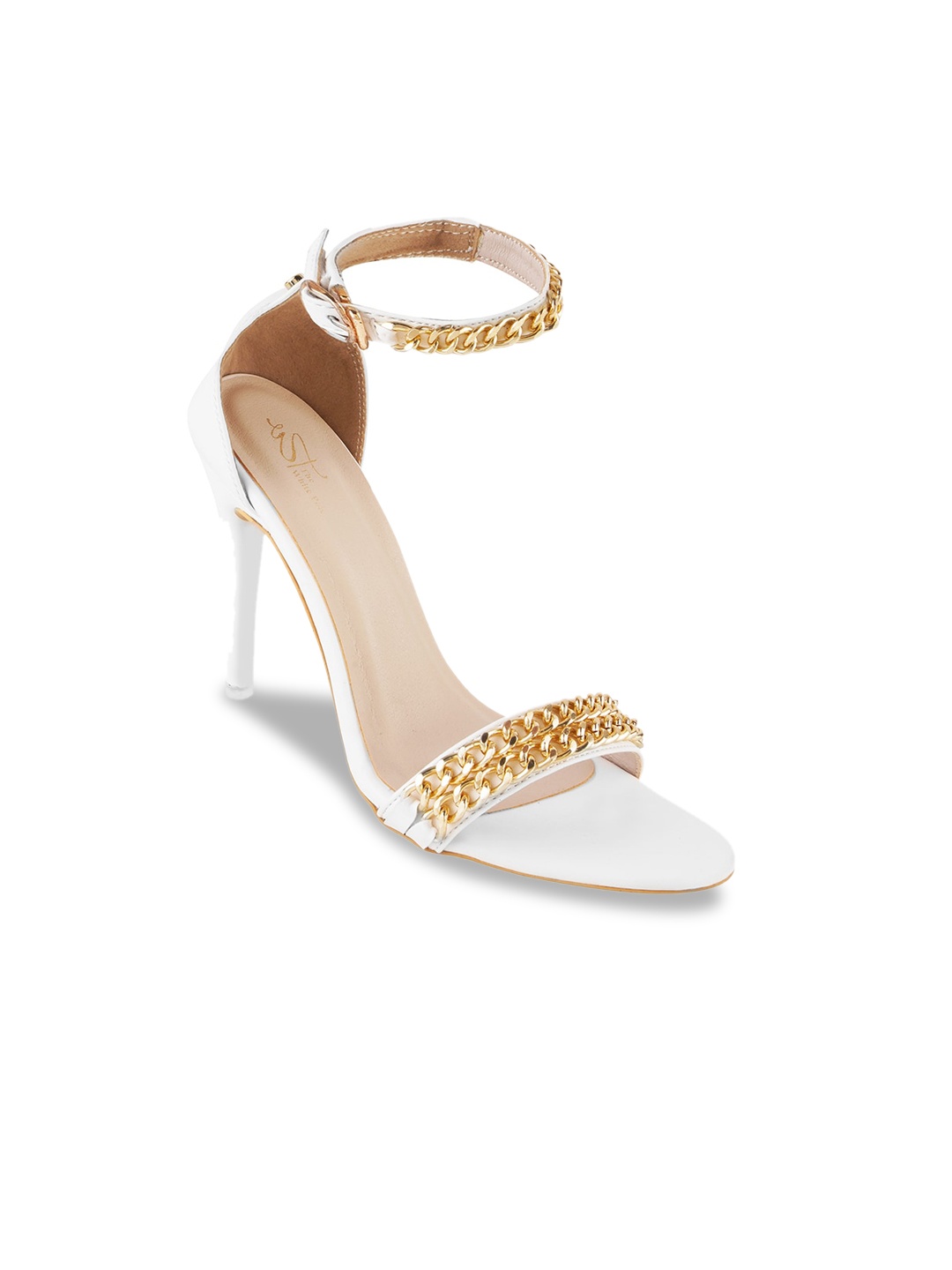 

THE WHITE POLE Embellished Party Stiletto Heels With Ankle Loop