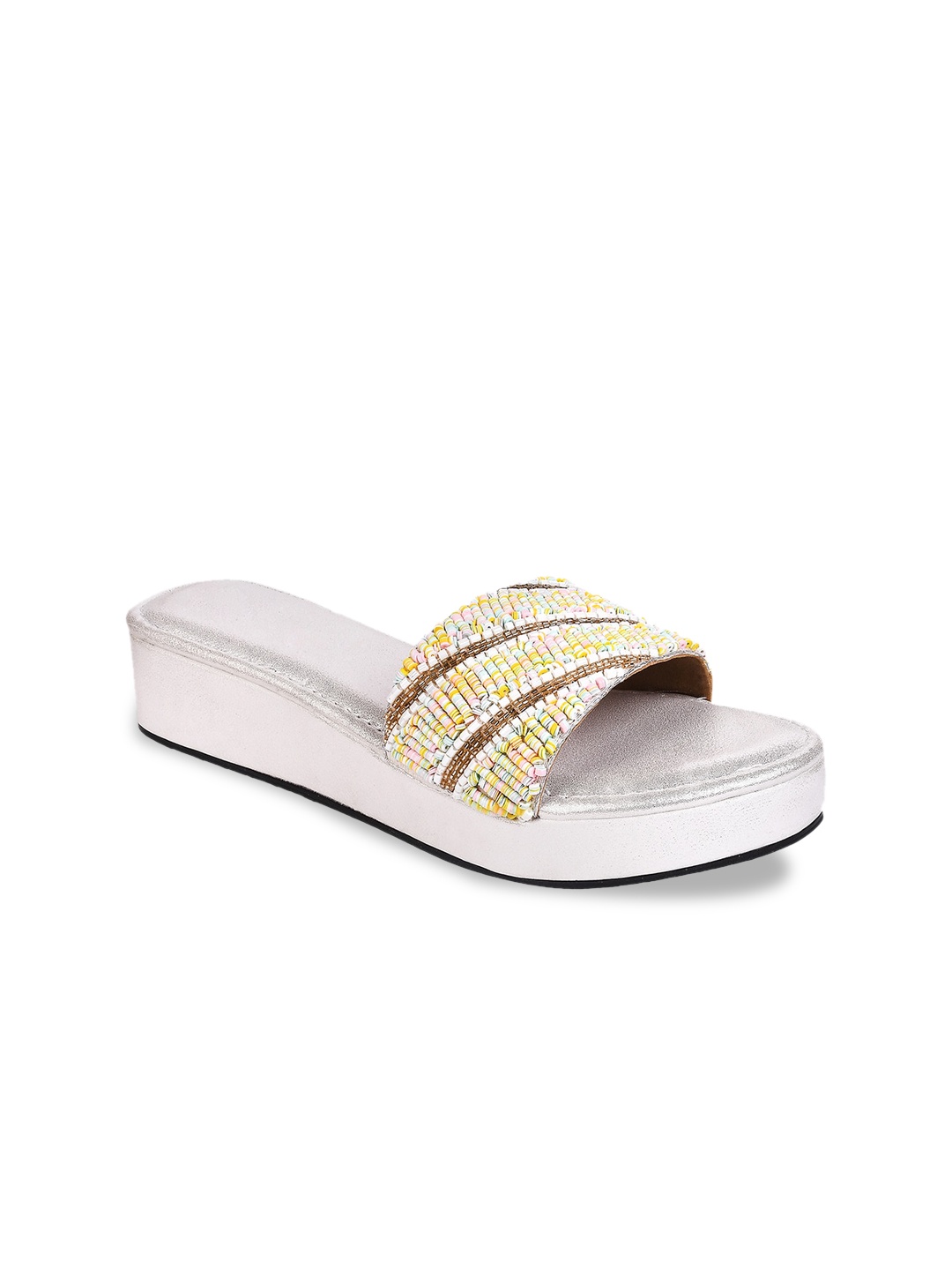 

THE WHITE POLE Embellished Party Wedges, Silver