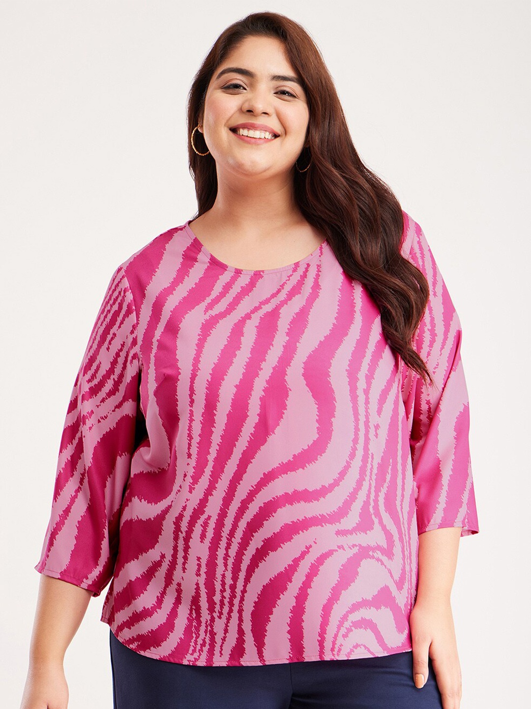 

FableStreet X Abstract Printed Top, Pink