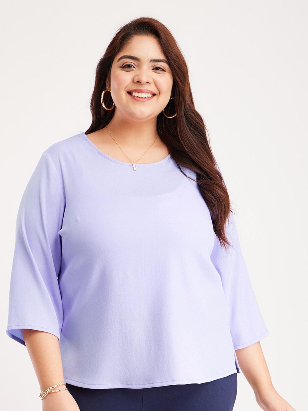 

FableStreet X Plus Size Round Neck Top, Lavender