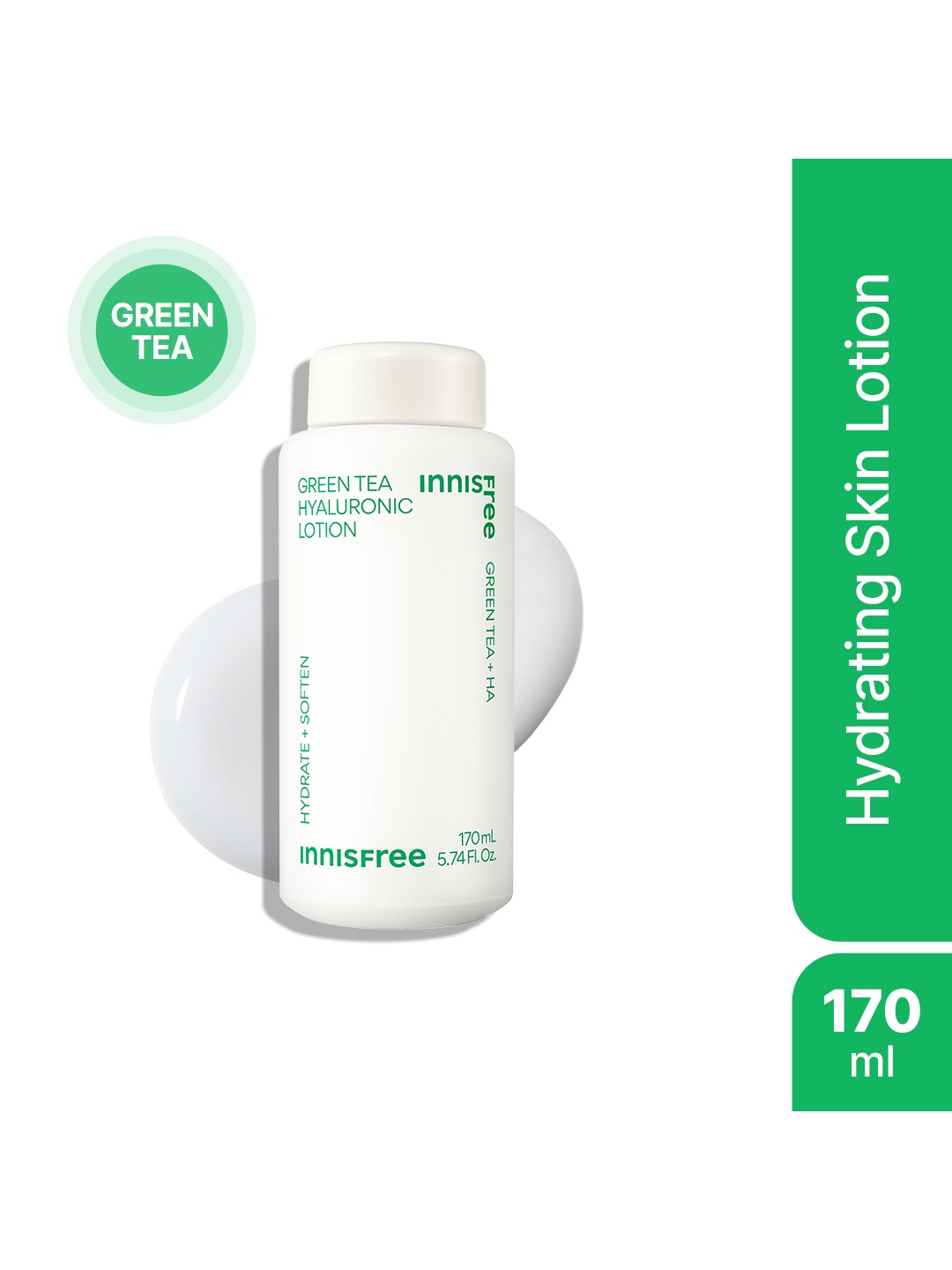 

Innisfree Hydrate + Soften Green Tea Hyaluronic Lotion for Hydrated Skin - 170ml, White